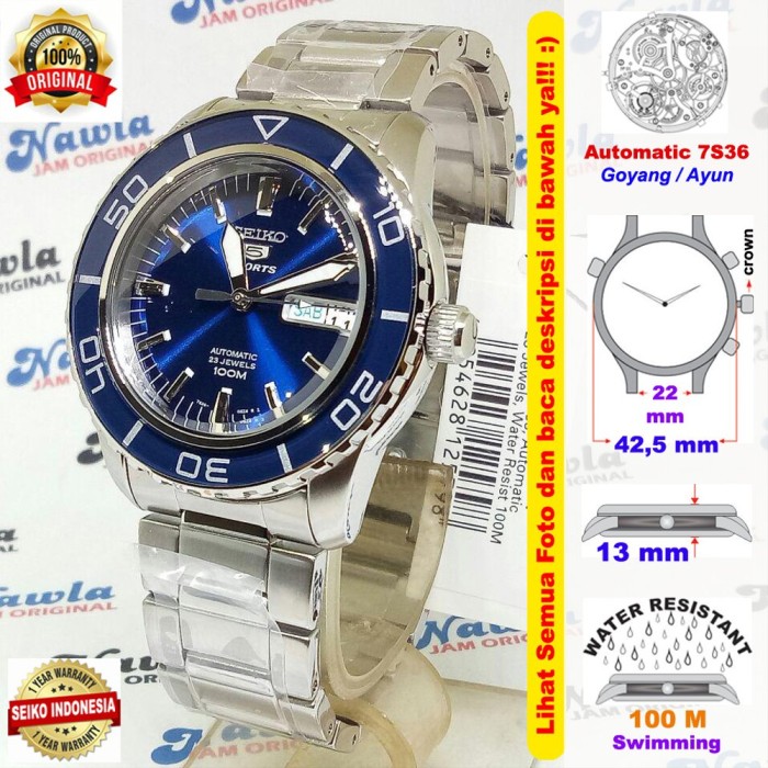 seiko men's presage 23 jewel automatic blue dial watch with date