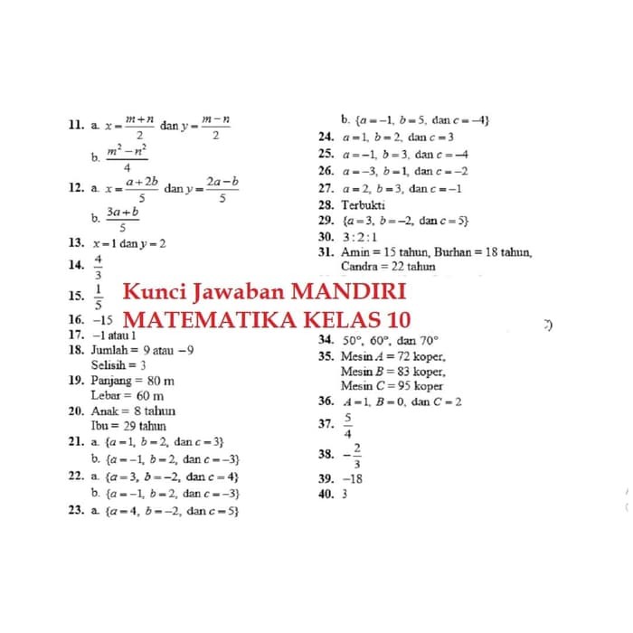 Contoh Soal: Soal Matematika Kelas 1 Sma Dan Jawabannya