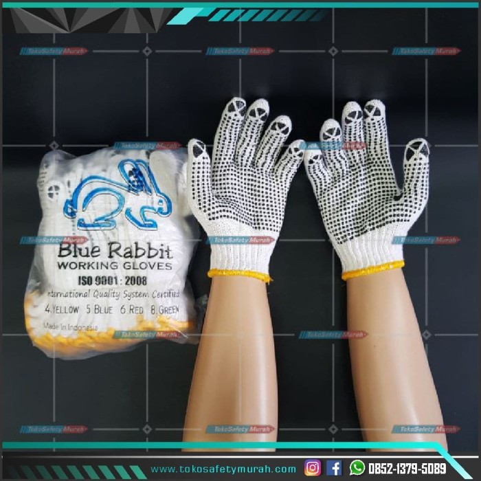 Jual Sarung Tangan Kerja Polkadot Dotting Bintik Hitam
