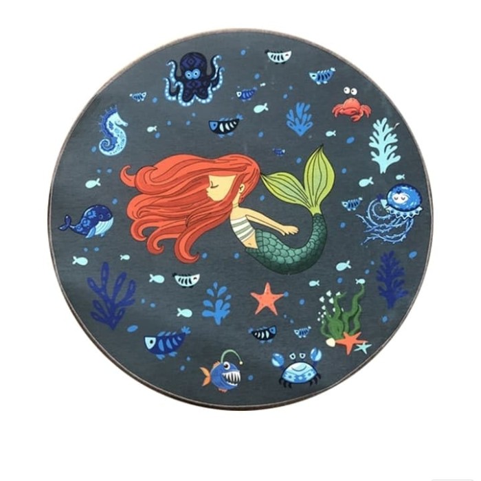 Jual Karpet Chenille Mermaid Karpet Bulat Anak Putri Duyung Ikan