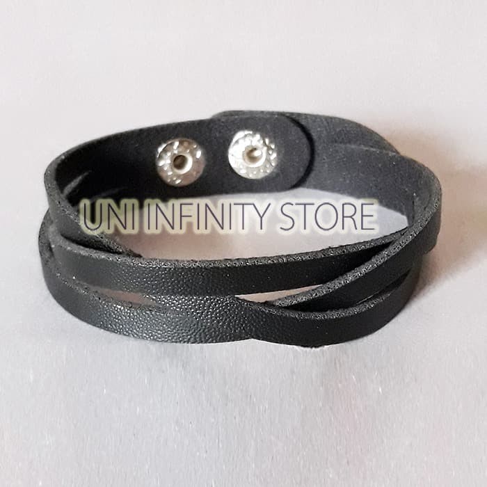 Jual JWLB0236 Black Gelang Kulit Kancing Anyam Hitam Simple Pria Wanita - Jakarta Barat - uni ...