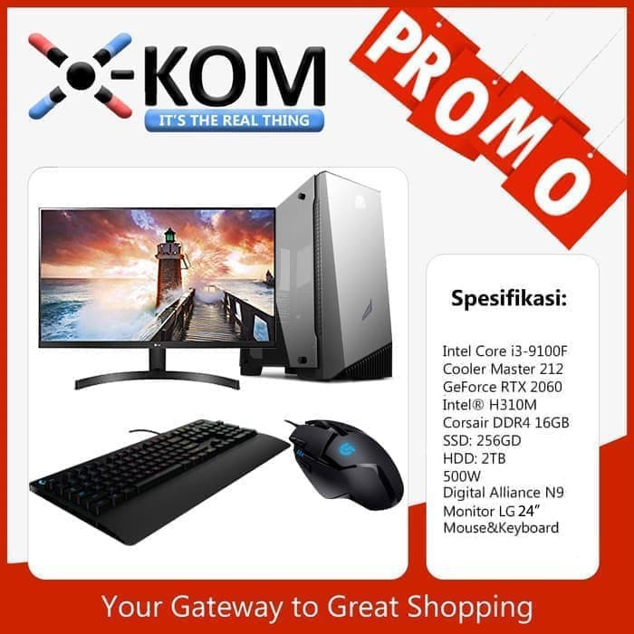 Jual PC Gaming Komputer Rakitan i3 RTX 2060 Monitor 24 
