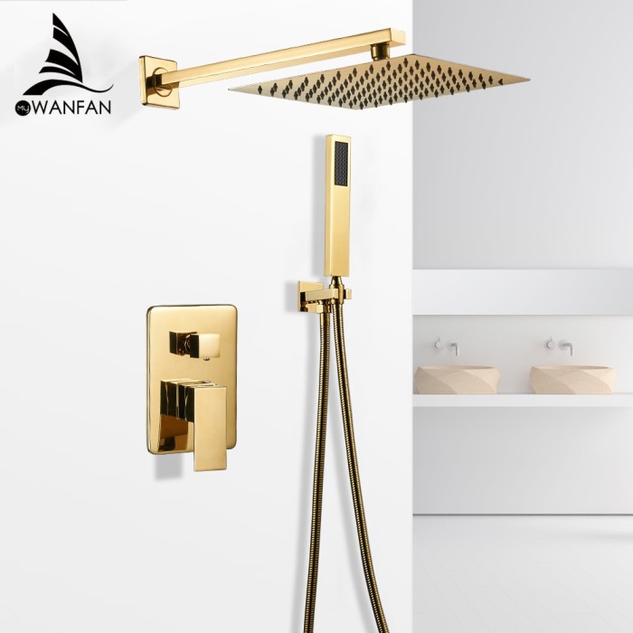 Jual Bathtub Faucets Gold Bath Rain Shower Wall Concealed Bathroom Bathtub Faucets Gold Bath Rain Shower