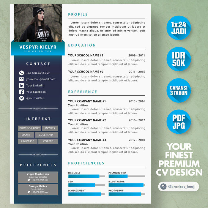 Jual Desain CV Kreatif dan Surat Lamaran Kerja Premium ...