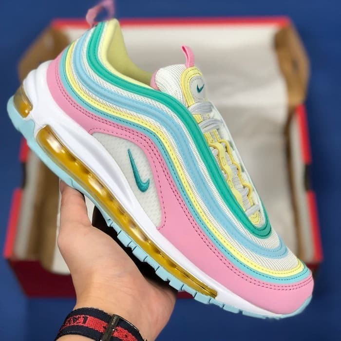 pink white yellow green air max 97