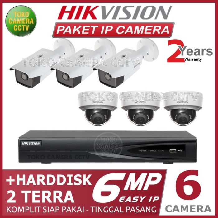 Jual PAKET IP CAMERA HIKVISION 6MP 8 CHANNEL 6CAMERA HDD