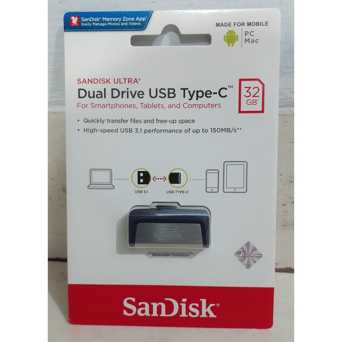 Jual Flashdisk Sandisk Type C 3.1 USB 3 32GB OTG Ultra