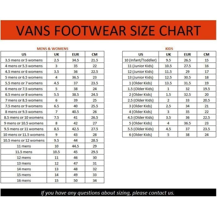 asics gel lyte size chart