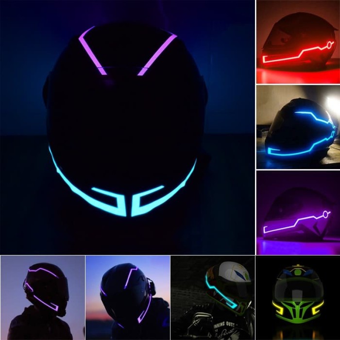 Jual Stiker  Helm  Lampu LED Keren  Berwarna Tahan Air Light 