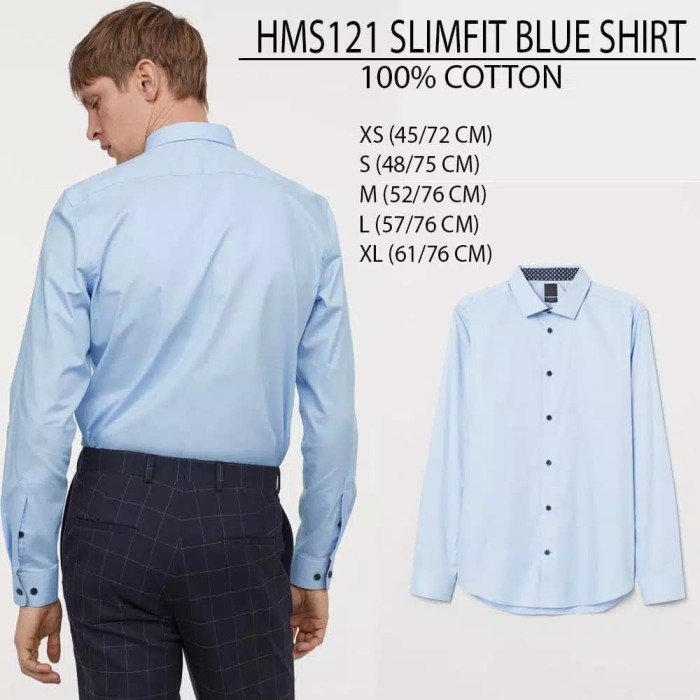 Jual H M Men Slim Fit Blue Shirt Jakarta Barat Whitemusk Collection Tokopedia