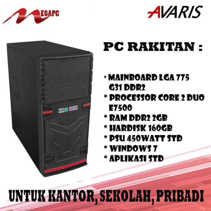 Jual Rakitan PC Mainboard G31 Ddr2 Core 2 Duo E7500 