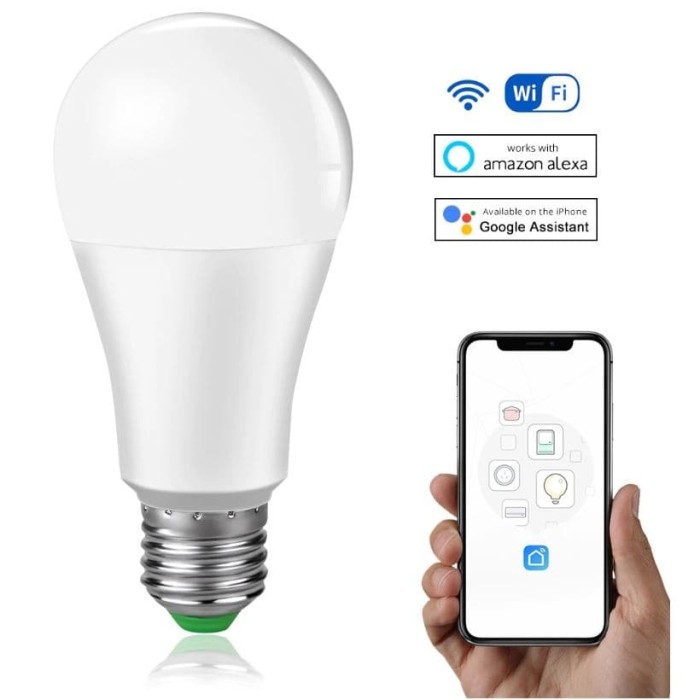 Jual Smart LED  Lampu  Bohlam E27 Wifi Remote  15 Watt warm 