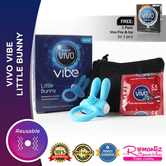 Jual VIVO Kondom Vibrator Getar - Vibe Little Bunny 1 Pcs