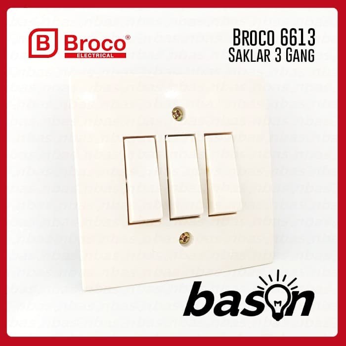 Jual BROCO 6613 STD Triple Swi   tch 6A 250V Cream | Saklar 3