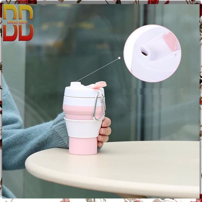 Jual Collapsible Silicone Foldable Coffee  Cup 350ML Leak 