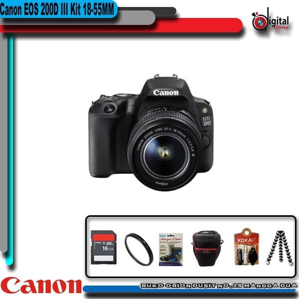 Jual CANON EOS 200D KIT 18-55MM III PAKET BONUS - KAMERA