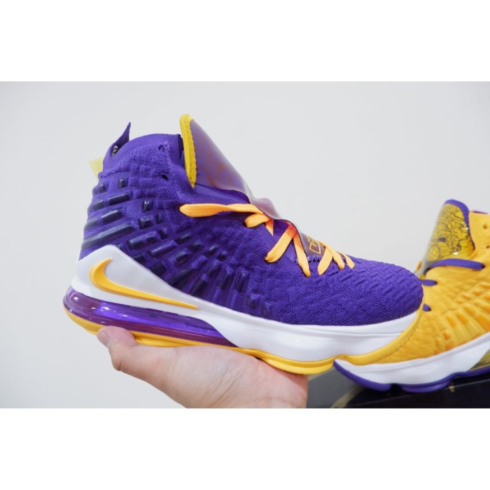 purple and yellow lebrons