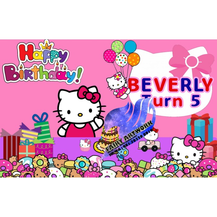 Banner Ulang Tahun Anak Hello Kitty - desain banner kekinian