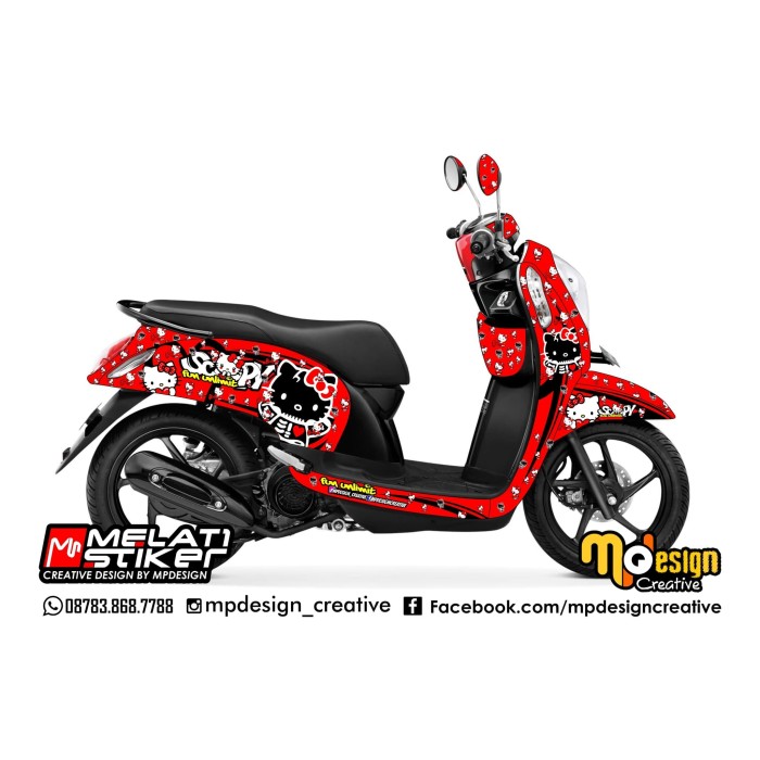 Jual Decal Stiker Honda Scoopy Hello Kitty Red Skull Kota