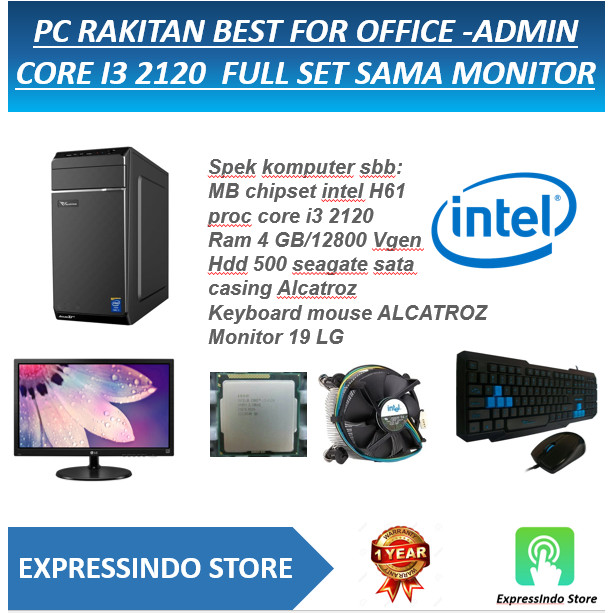 Jual PC RAKITAN OFFICE -ADMIN CORE I3 2120 FULL SET SAMA 