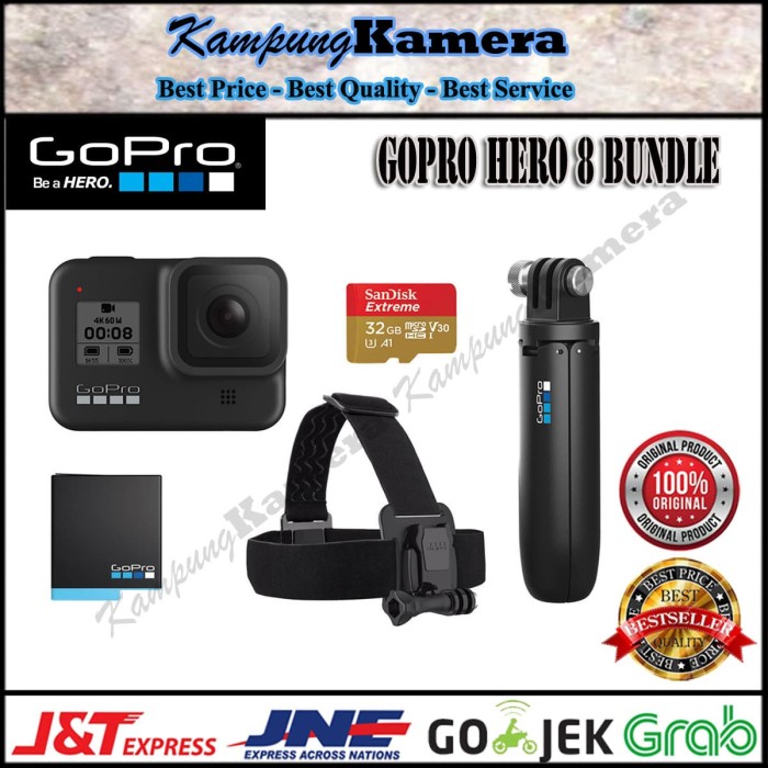 Jual GoPro Hero 8 Bundle (Memory 32GB, Baterai, Strap