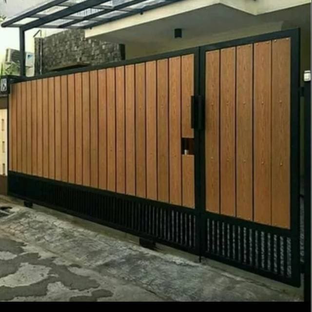 Jual Pintu  dorong kombinasi GRC  serat kayu pintu  besi 