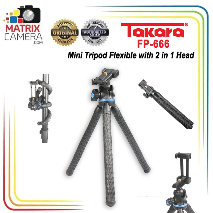 Jua   l Takara FP-666 Mini Tripod Flexible with 2 in 1 Head