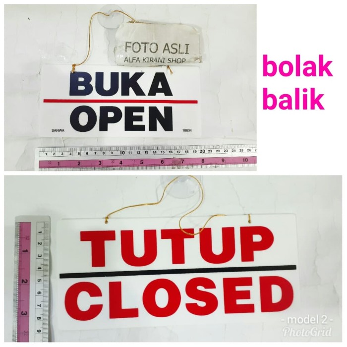 Jual KECIL plat tanda  BUKA  TUTUP  OPEN CLOSE sign pelat 