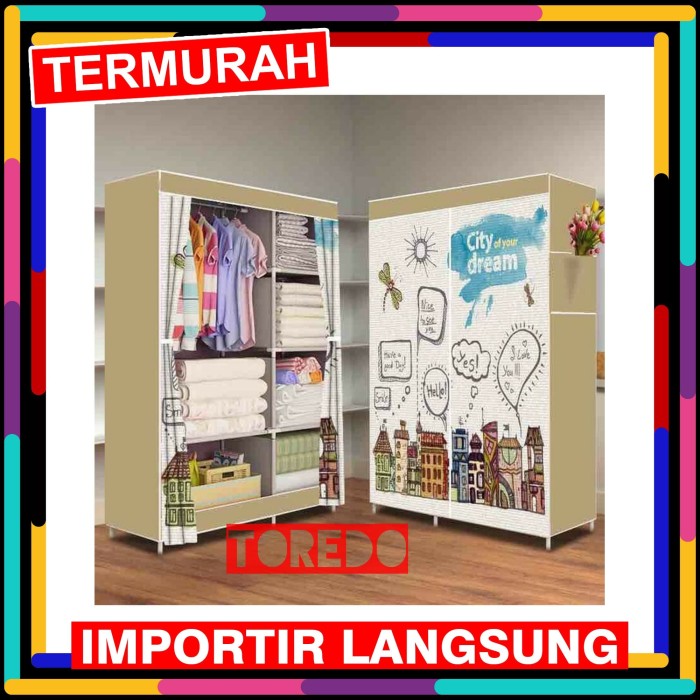 Jual Lemari  Pakaian  2 Kolom MOTIF LEMARI  BAJU  KAIN 