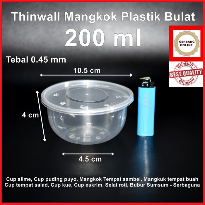 Jual Thinwall 200 ml Mangkok Plastik Bulat Round Microwave