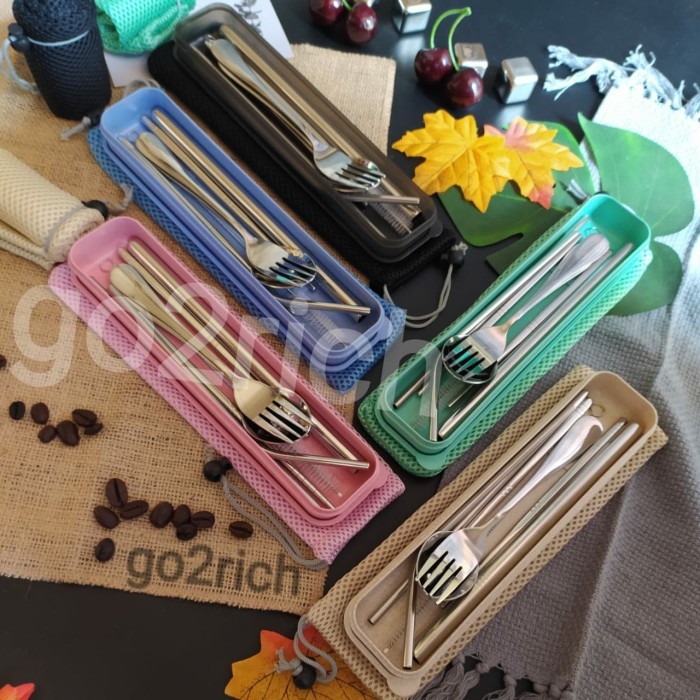 Jual Sedotan Stainless Steel Straw Set Sendok Set Alat ...