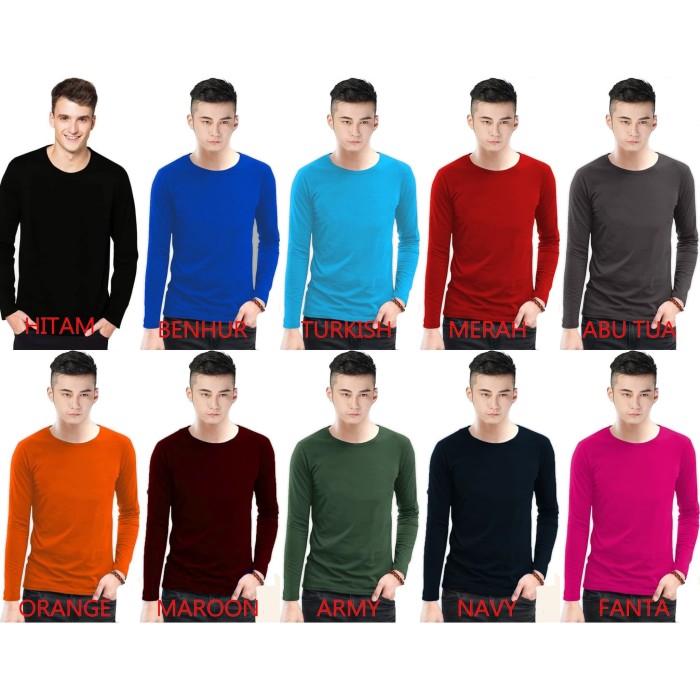 Jual KAOS  PRIA  POLOS LENGAN  PANJANG  SPANDEK POLOS PANJANG  