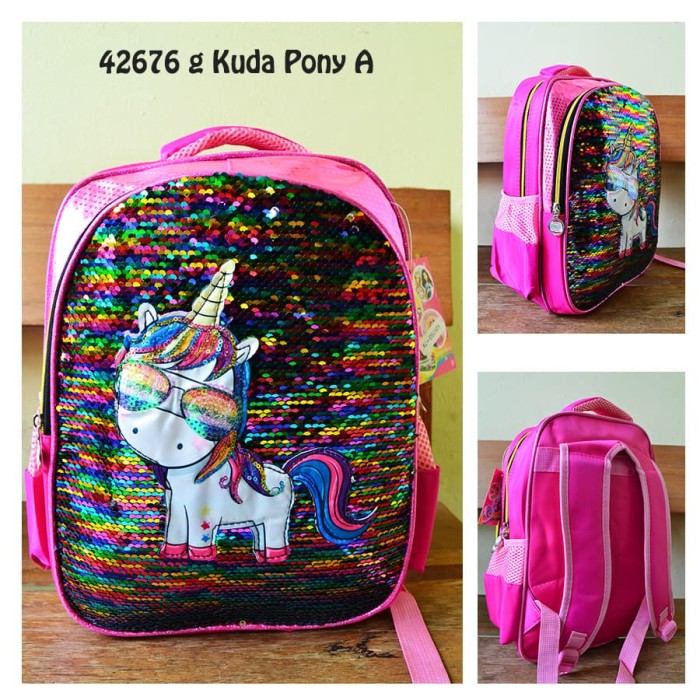 Jual Tas Sekolah Unik Tas Ransel Anak TK SD Usap Sequin