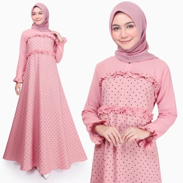 Jual Gamis Wanita  Original Aida Polka Dress Muslim 