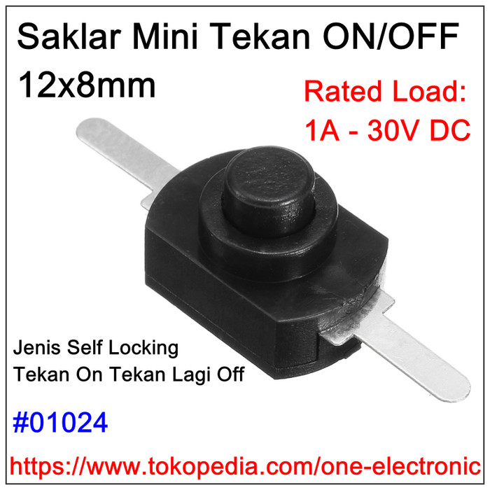 Jual Saklar Mini On Off Tekan 12x8mm Self Locking 1A 30V 