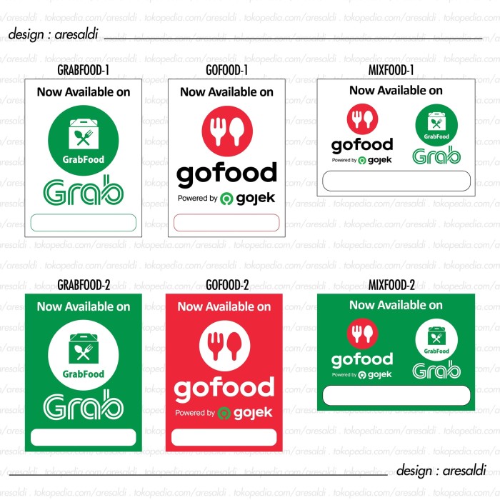 Jual Sticker Vinyl Go Food Grab Food custom nama