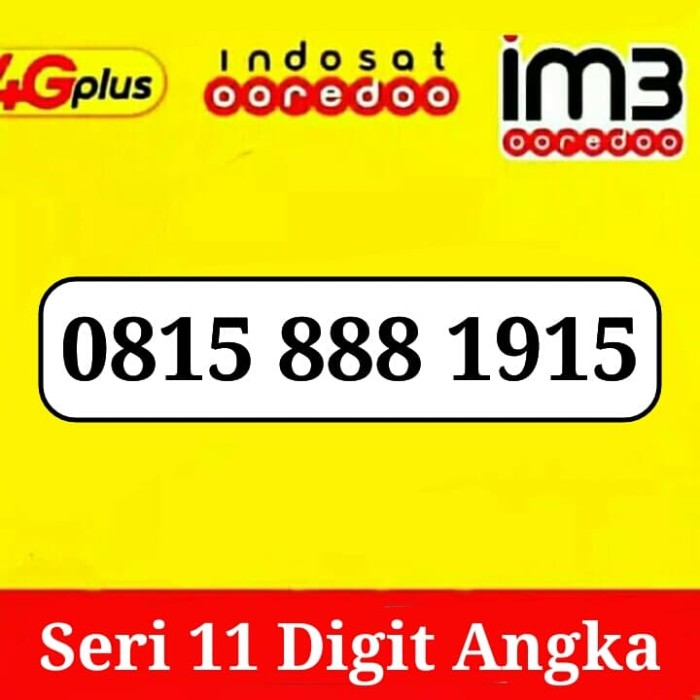 Nomor Cantik Im3 Kartu Perdana Indosat Im3 Ooredoo 4G LTE Angka Rapih