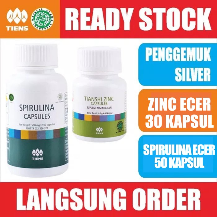 Tiens Penggemuk Badan Ecer Zinc 30 & Spirulina 50 Kapsul Ori Tiens