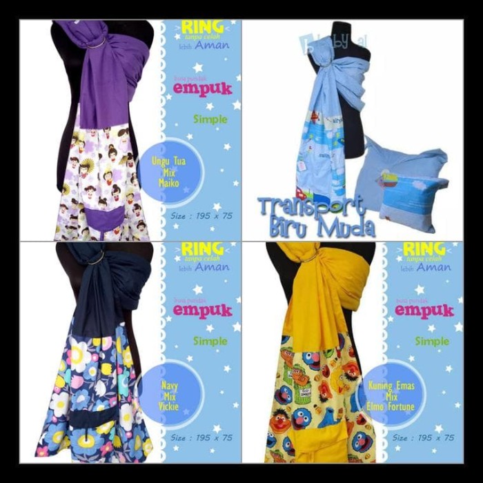 GENDONGAN RING SLING UTUH (TANPA CELAH) BABY AL MOTIF