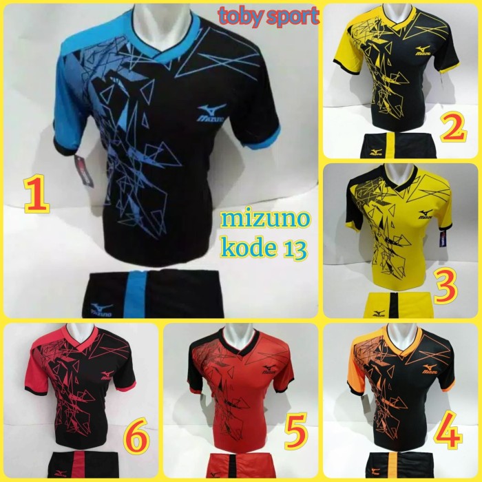 Baju olahraga kaos bola jersey futsal setelan volly mizuno hitamkuning - Biru, XL