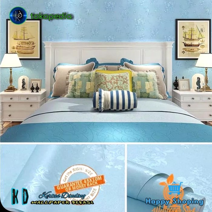 jual kd | wallpaper dinding biru polos | wallpaper sticker.murah