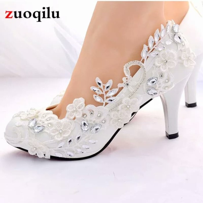 Jual Sepatu Pengantin Crystal Whitebride Female High Heels Shoes
