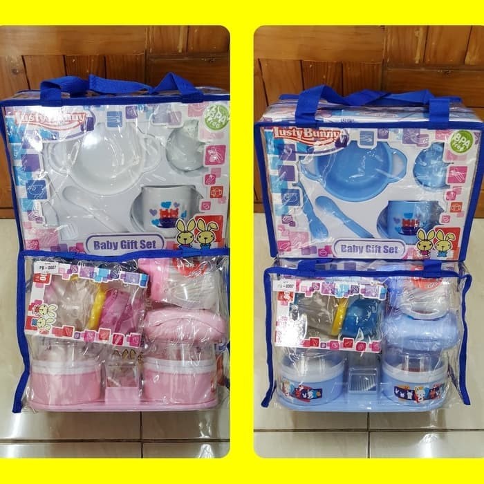 Lusty Bunny Paket Feeding Set Perlengkapan Makan Bayi & Tempat Bedak