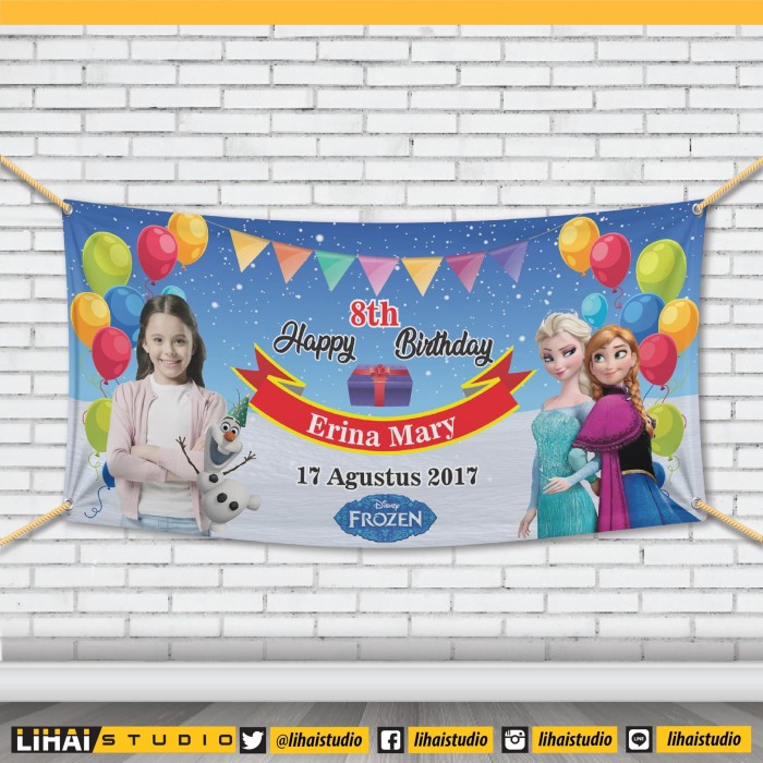 Jual Backdrop Background Banner Spanduk Ulang Tahun 2x1 M Frozen