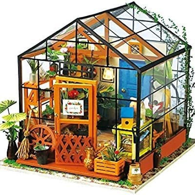 Robotime DIY Doll House The Book Shop Dollhouse Miniature 3D LED Furniture Kit L