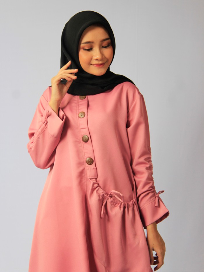 Foto Produk Blous | Baju Wanita | Baju Murah Tunik Kantong Dusty Pink dari ASNstore.id