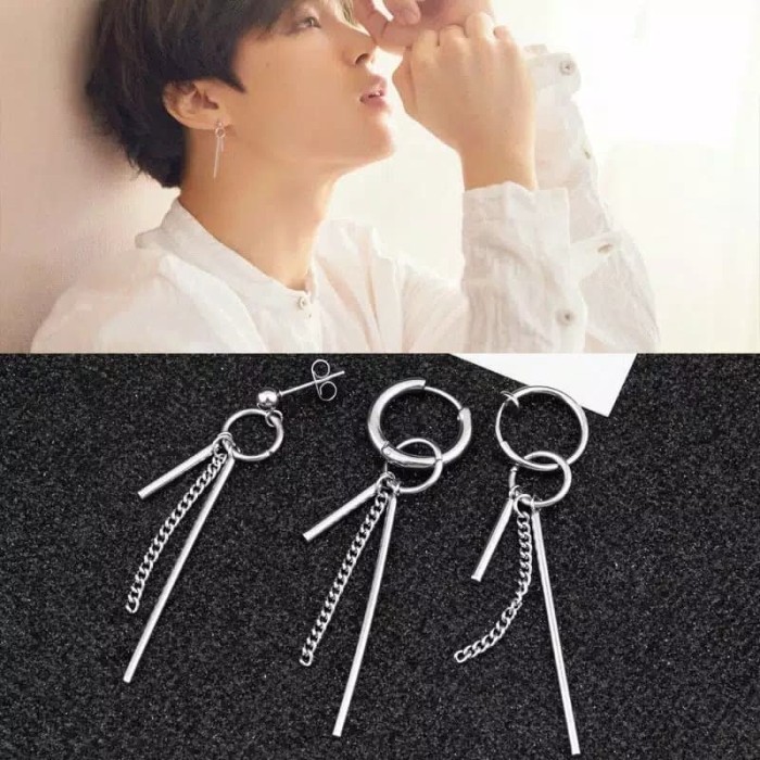 Jual EE0389 - Anting Gantung Jepit Tanpa Tindik Pria Wanita Kpop Korea BTS - Kota
