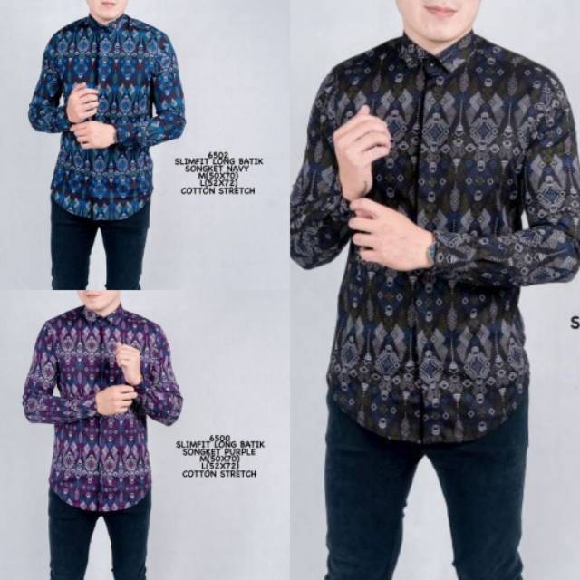 Jual Kemeja Batik Songket Pria Lengan Panjang Baju Cowok Slimfit Modern Jakarta Pusat One Hitz Tokopedia