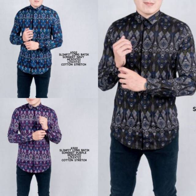 Jual Kemeja Batik Songket Pria Lengan Panjang Baju Cowok Slimfit Modern Jakarta Pusat One Hitz Tokopedia