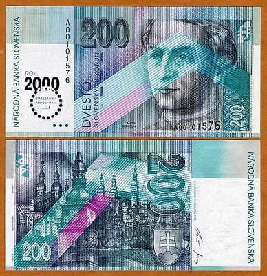 SLOVAKIA Commemorative Banknote 200 Korun 2000 UNC